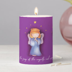 Christmas angel girl pray purple christmas massage pillar candle