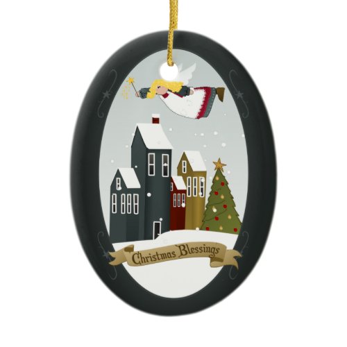 Christmas Angel - Glad Tidings, Christmas Blessing Ceramic Ornament