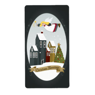 Christmas Angel - Glad Tidings, Christmas Blessing Label