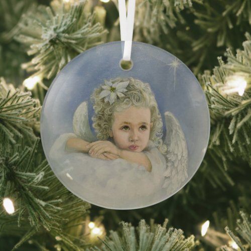 Christmas Angel  Glass Ornament