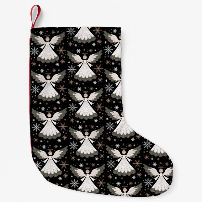 Christmas Angel Glitter Christian Xmas Religious Small Christmas Stocking (Front)