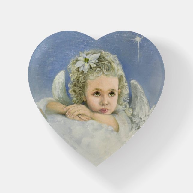 Christmas Angel Heart Paperweight (Front)