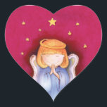 Christmas angel heart red sticker<br><div class="desc">Customize your wrapping or cards with this sheet of Christmas angel stickers. Uniquely designed by Sarah Trett.</div>