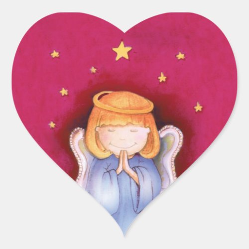 Christmas angel heart red sticker