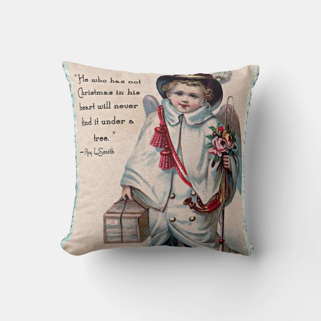 Christmas Angel Heart Throw Pillow (Front)