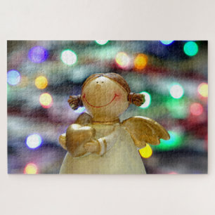 Christmas Angel Holding a Love Heart Jigsaw Puzzle