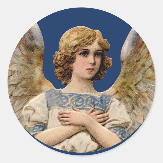 Christmas Angel Holiday Card Envelope Seal Vintage (Front)