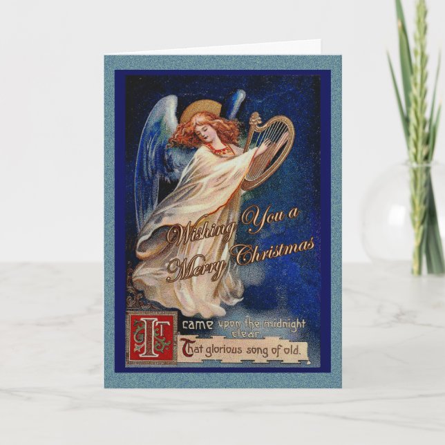 Christmas Angel in Midnight Sky Holiday Card (Front)