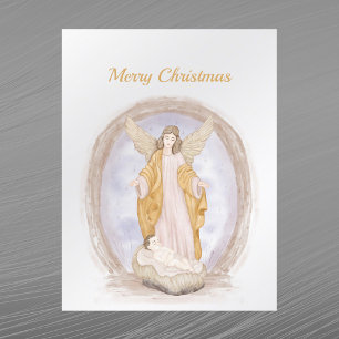 Christmas Angel Jesus Religious Watercolor Holiday Postcard