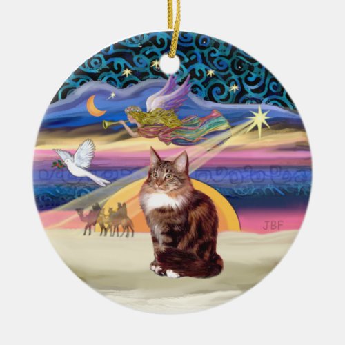 Christmas Angel _ Maine Coon cat Ceramic Ornament