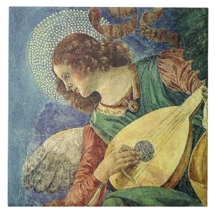 CHRISTMAS ANGEL MAKING MUSIC CERAMIC TILE
