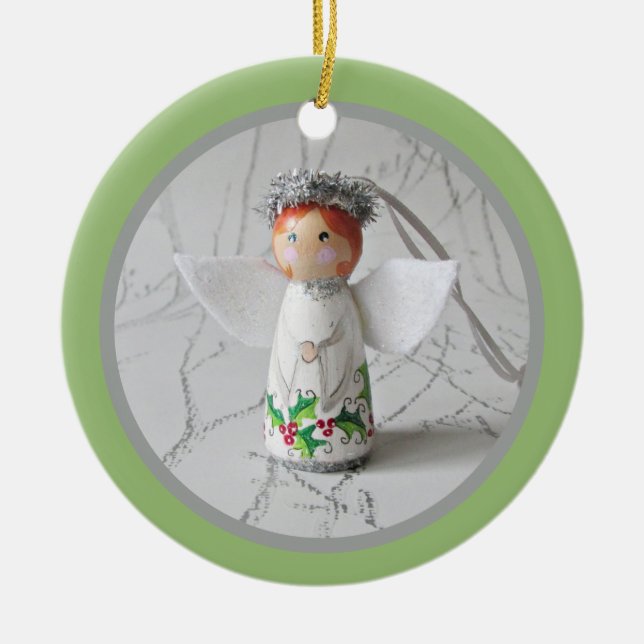 Christmas Angel Memorial Ceramic Ornament (Front)