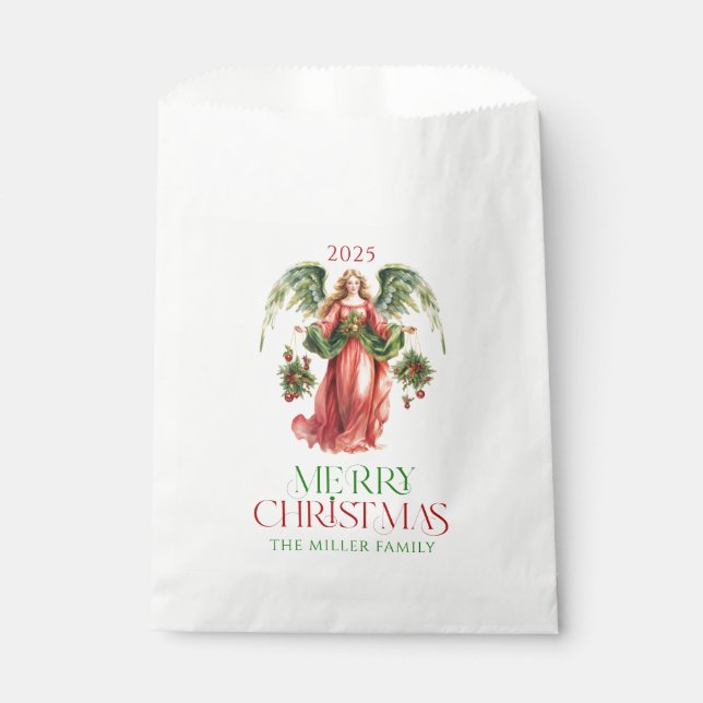 Christmas Angel Merry Christmas Typography  Favor Bag (Front)