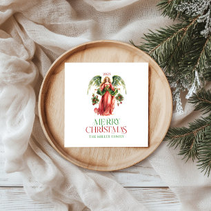 Christmas Angel Merry Christmas Typography Napkins