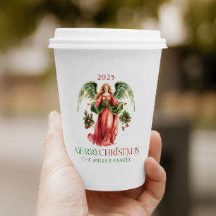 Christmas Angel Merry Christmas Typography Paper Cups