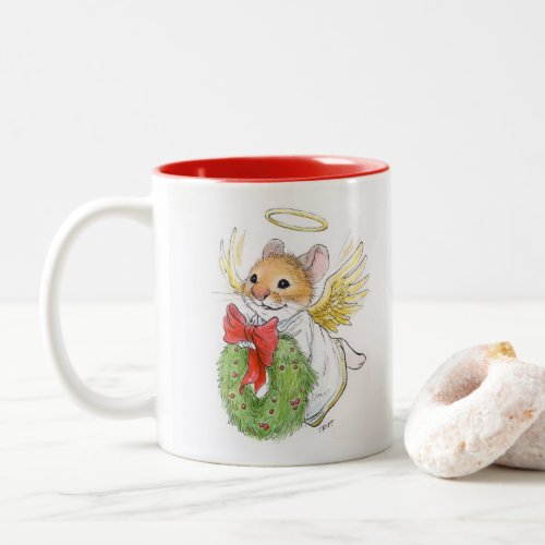 Christmas Angel Mouse with wreath Mug