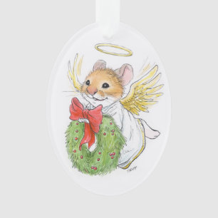 Christmas Angel Mouse with wreath Ornament
