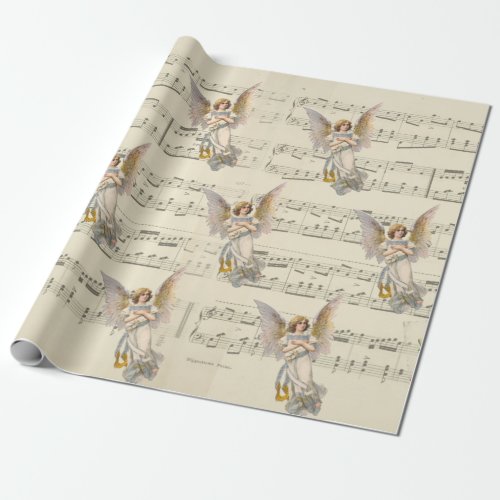 Christmas Angel Music Vintage Wrapping Paper