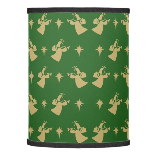 Christmas Angel Nativity Star Green Gold Lamp Shade (Left)