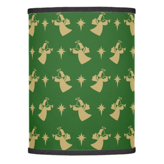 Christmas Angel Nativity Star Green Gold Lamp Shade (Front)