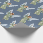 Christmas Angel Nativity Wrapping Paper<br><div class="desc">This traditional Christmas gift wrap features a Christmas angel on a dark navy background.</div>