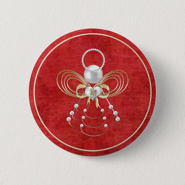 Christmas Angel of Joy - Red Button (Front)