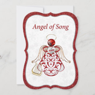 Christmas Angel of Song Red & Gold Lined Holiday Card