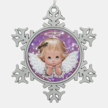 Christmas Angel On Snowflake Pewter Ornament by Godsblossom at Zazzle