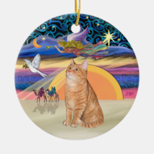 Christmas Angel - Orange tabby cat 40 Ceramic Ornament