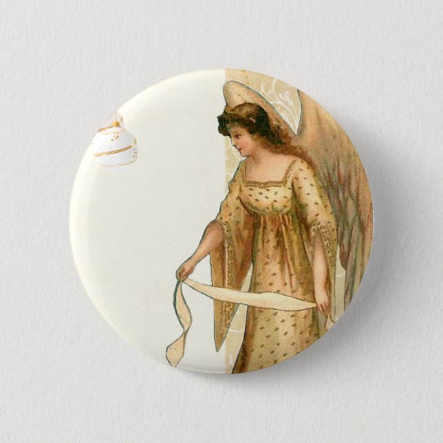 Christmas Angel & Ornaments  Button (Front)