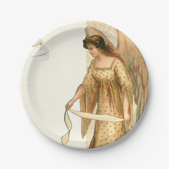 Christmas Angel & Ornaments  Paper Plates (Front)