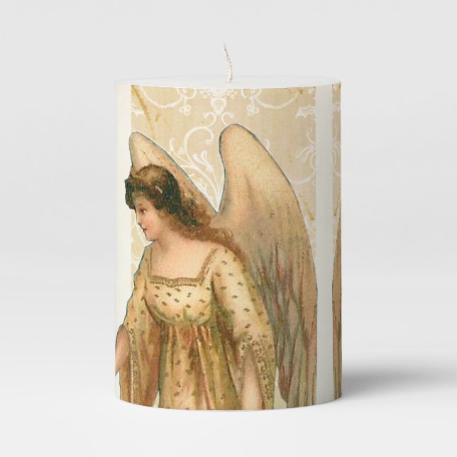 Christmas Angel & Ornaments  Pillar Candle (Front)