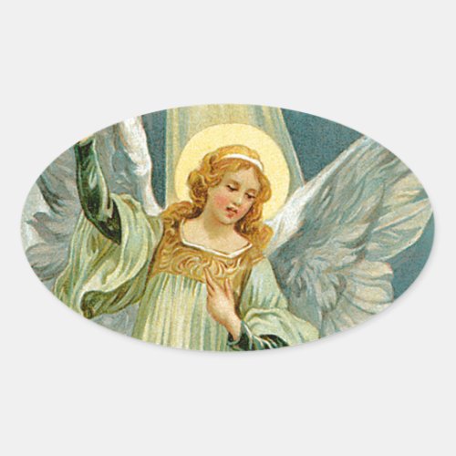 Christmas Angel Oval Sticker