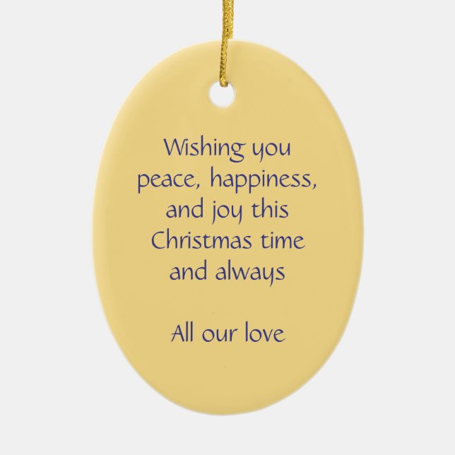 Christmas angel peace, happiness and joy ornament (Front)