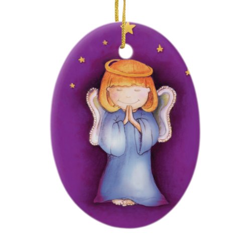 Christmas angel peace, happiness purple ornament