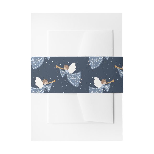 Christmas Angel Peace on Earth Holiday Heartfelt Invitation Belly Band (Front Example)