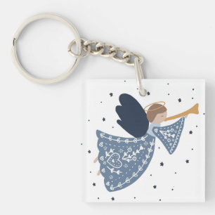 Christmas Angel Peace on Earth Holiday Heartfelt Keychain