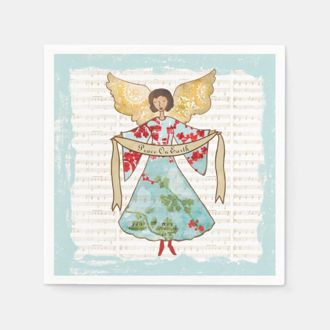 Christmas Angel Peace on Earth Paper Napkins (Front)