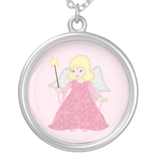 Christmas Angel Pendant Cute Pink Art Necklace