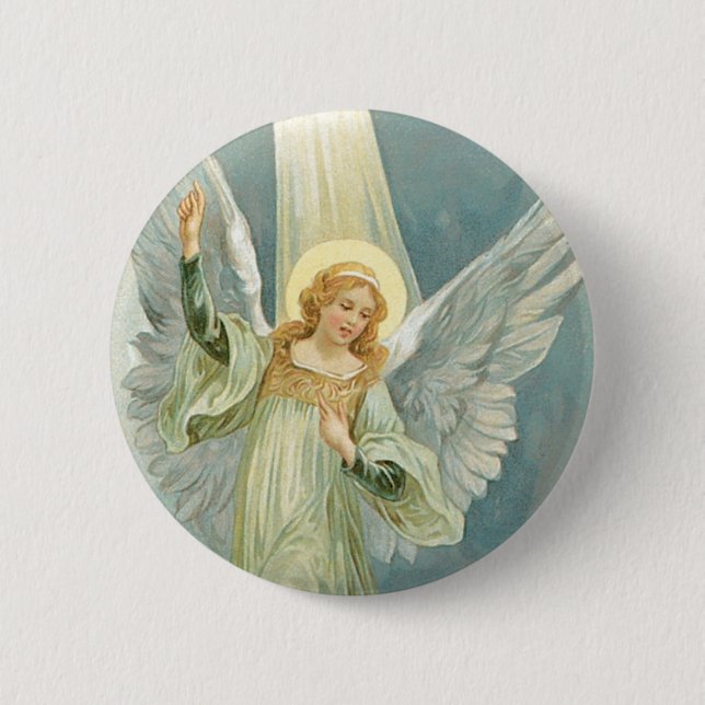 Christmas Angel Pinback Button (Front)