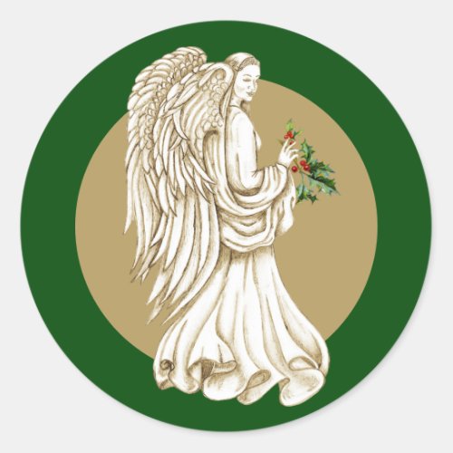 Christmas Angel Religious Holiday Classic Round Sticker