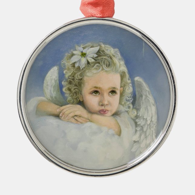 Christmas Angel Round Metal Ornament (Front)
