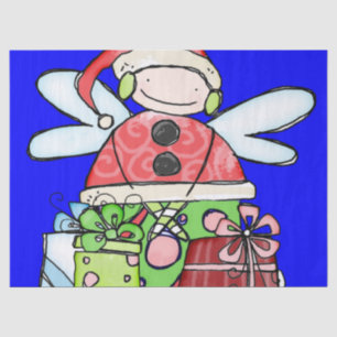 Christmas Angel Santa Tissue Paper Blue
