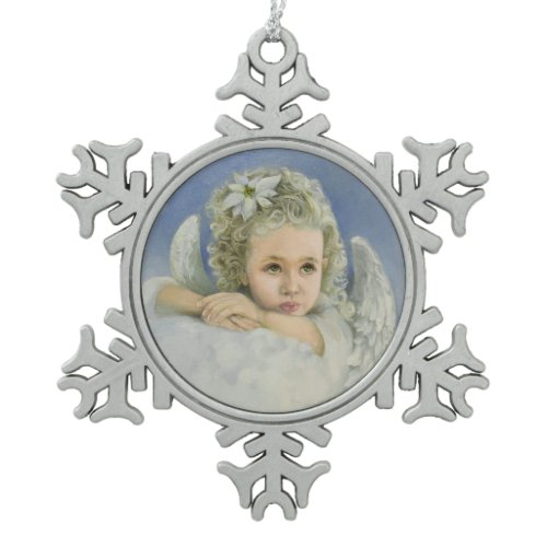Christmas Angel Snowflake Pewter Christmas Ornament