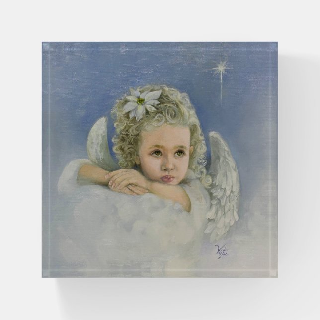 Christmas Angel Square Paperweight (Front)