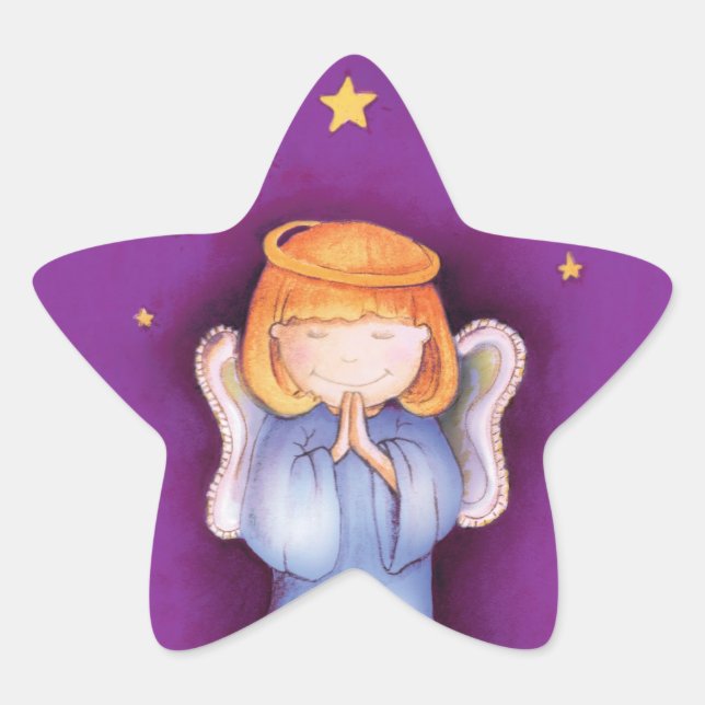Christmas angel star mauve sticker (Front)