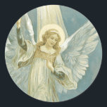 Christmas Angel Sticker<br><div class="desc">Beautiful vintage image of angel in a beam of light. Colors are white and turquoise and tan.</div>