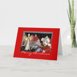 Christmas Angel, Teddy Bear, Christmas Holiday Card