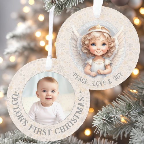 Christmas Angel Template Name Photo Acrylic Ornament