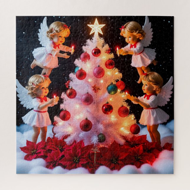 Christmas Angel Tree Scene For Holiday Fun Jigsaw Puzzle (Vertical)